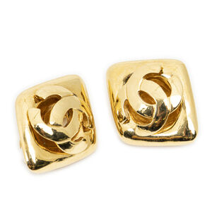 Chanel CC Diamond Shape Clip On Earrings